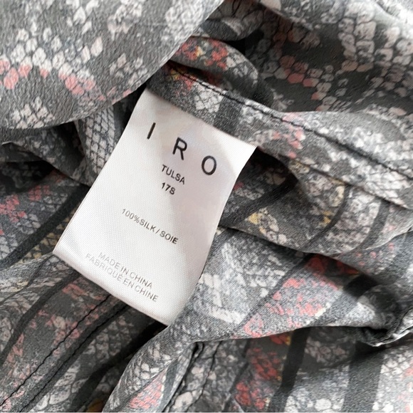 IRO Tulsa Printed Silk Tiered Mini Dress Snake Print Smocked Ruffle - Picture 8 of 11